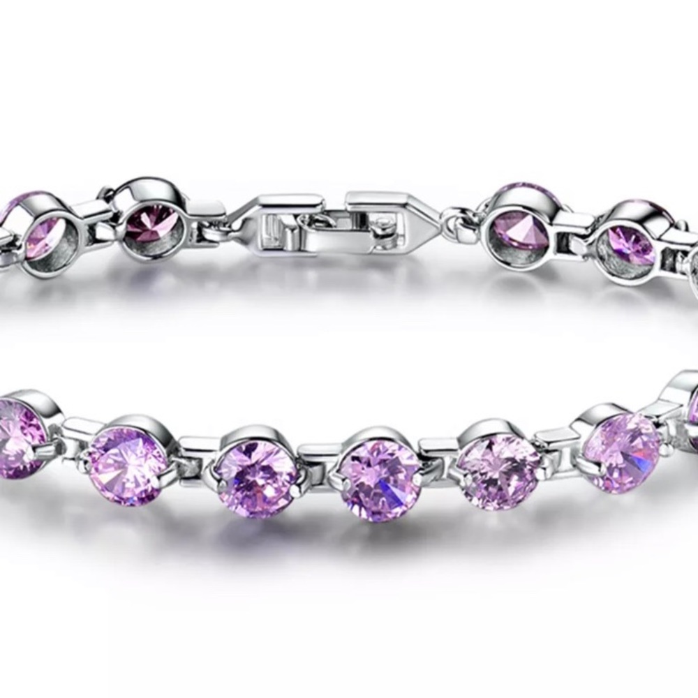 Stainless steel pink CZ bracelet (Brand New)